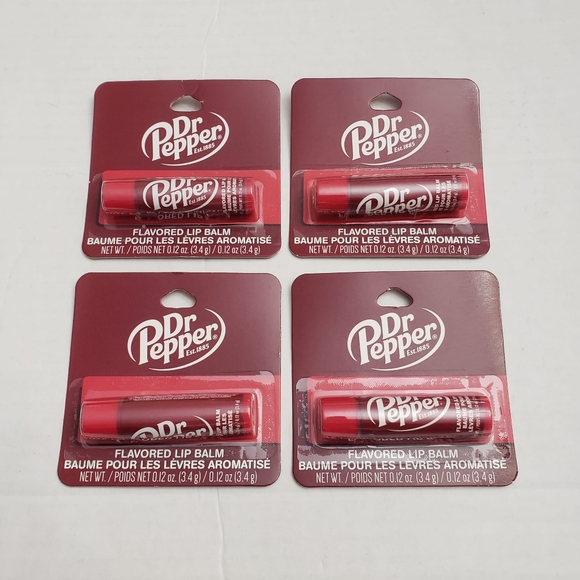 NEW Lot 4 Dr Pepper Soda Lip Balm Flavored 0.12 oz 2023 NIP Taste Beauty Sealed - Picture 1 of 6